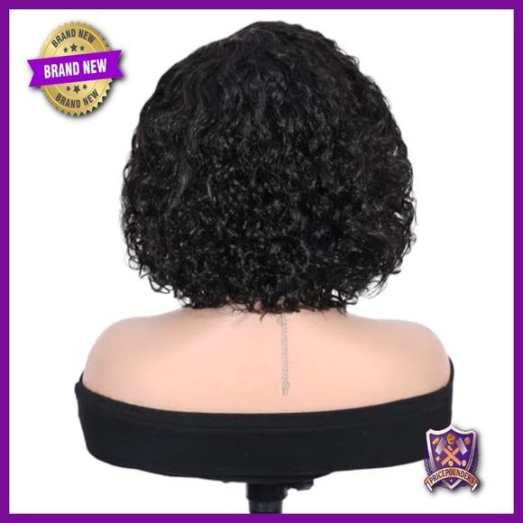 12 Inch Kinky Curly Lace Front Human Hair Wig Brazilian Virgin Hair Bob main image 6
